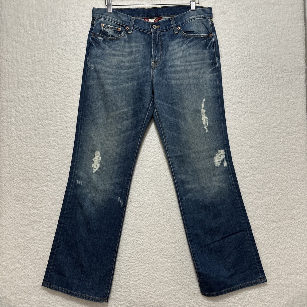 Lucky Brand Classic Rider Women's Distressed Medium Wash Jeans Sz 14/32 USA Made
